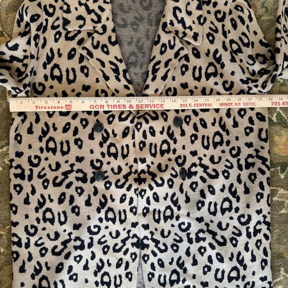 Anne Klein Cardigan Blazer Cheetah Sz XL Double Breasted Open Front Brown Black - Picture 3 of 10